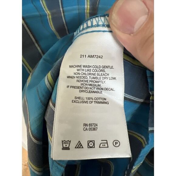 Columbia Shirt Men L Large Blue Button Down Long Sleeve Multi-Color Dress Casual - Picture 5 of 5